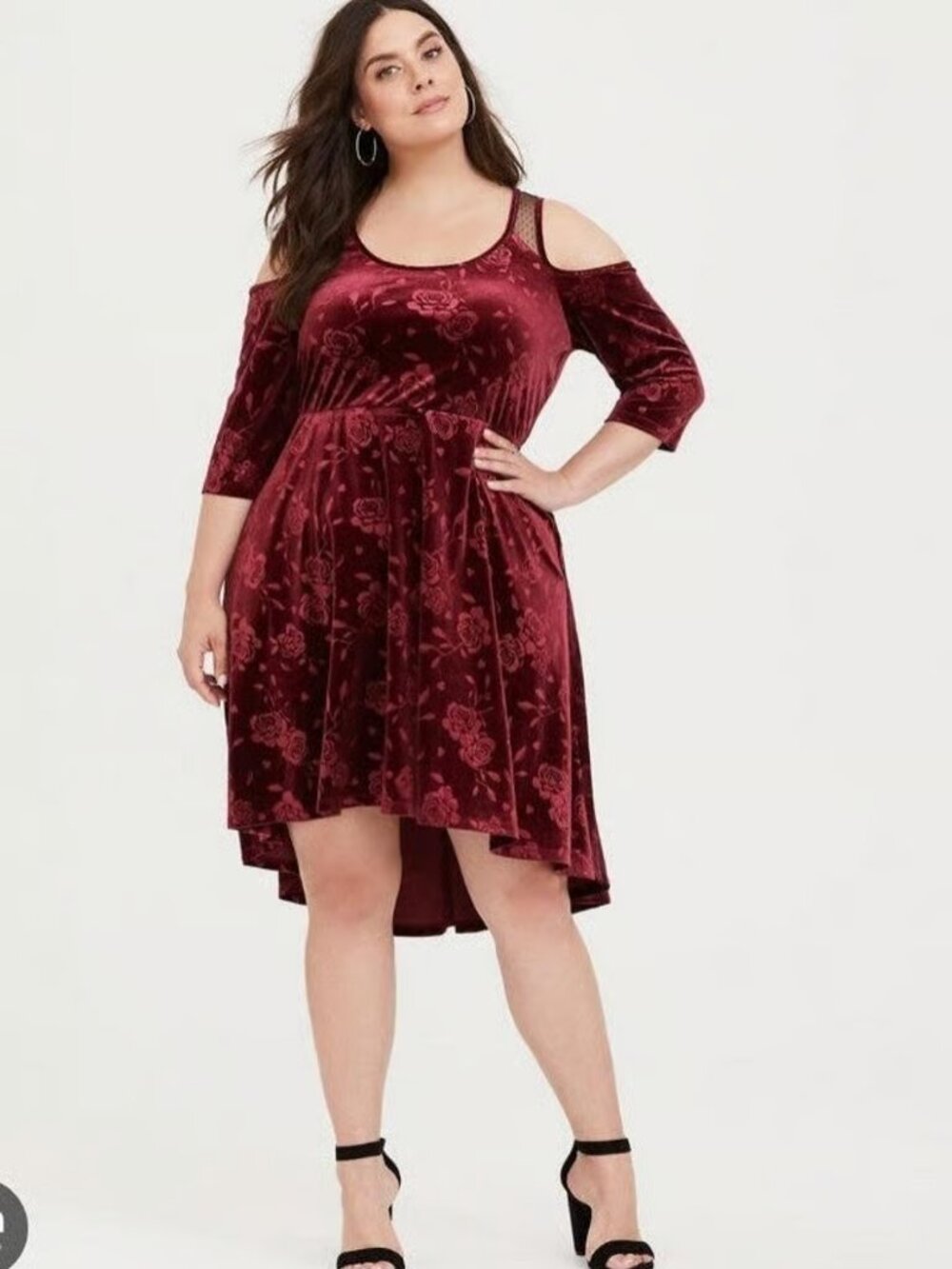 Like New Torrid Disney Minnie Mouse Hi-Lo Cold Shoulder Velvet Dress